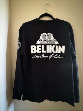 Belkin Beer Black Long-Sleeve Graphic Tee with White Logo